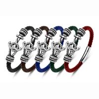 PU Leather Cord Bracelets with 316L Stainless Steel Anchor polished vintage & for man 6mm Sold By PC