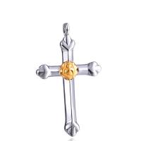 Titanium Steel Pendants, Cross, gold color plated, DIY & for man, original color, 37x63mm, Sold By PC