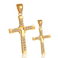 Titanium Steel Pendants, Cross, Vacuum Ion Plating, DIY & different size for choice & for man & with rhinestone, more colors for choice, Sold By PC