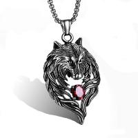 Titanium Steel Pendants, Wolf, DIY & for man & with rhinestone & blacken, more colors for choice, 34x56mm, Sold By PC