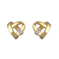 Cubic Zirconia Micro Pave Brass Earring, Heart, real gold plated, fashion jewelry & different styles for choice & micro pave cubic zirconia & for woman, golden, nickel, lead & cadmium free, 10x10mm, Sold By Pair