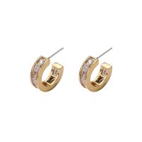 Cubic Zirconia Micro Pave Brass Earring, Donut, real gold plated, fashion jewelry & different styles for choice & micro pave cubic zirconia & for woman, golden, nickel, lead & cadmium free, 17x5mm, Sold By Pair