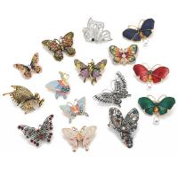 Enamel Brooch, Tibetan Style, Butterfly, plated, Unisex & with rhinestone, more colors for choice, nickel, lead & cadmium free, 40-80mm, 10PCs/Lot, Sold By Lot