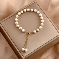 Freshwater Cultured Pearl Bracelet, Freshwater Pearl, with Brass, gold color plated, Korean style & for woman, more colors for choice, Length:Approx 7-7.5 Inch, Sold By PC