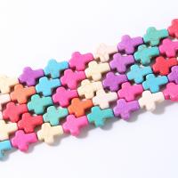 Turquoise Beads Cross polished DIY multi-colored Sold Per Approx 15 Inch Strand