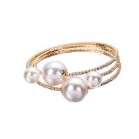 Tibetan Style Bangle, with Plastic Pearl, plated, Adjustable & different styles for choice & for woman & with rhinestone, more colors for choice, 60mm, Sold By PC