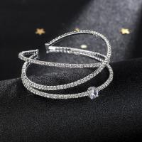 Tibetan Style Bangle, plated, Adjustable & for woman & with rhinestone, more colors for choice, 60x22mm, Sold By PC