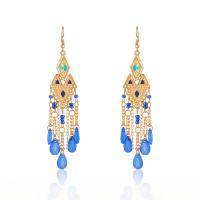 Fashion Fringe Earrings, Tibetan Style, with Seedbead, gold color plated, vintage & fashion jewelry & for woman, more colors for choice, nickel, lead & cadmium free, 105x30mm, Sold By Pair