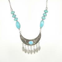 Fashion Statement Necklace, Tibetan Style, with turquoise, silver color plated, fashion jewelry & for woman, nickel, lead & cadmium free, 54mm, Length:Approx 19.69 Inch, Sold By PC