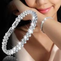 Zinc Alloy Bracelet fashion jewelry & for woman & with rhinestone nickel lead & cadmium free Length Approx 7.68 Inch Sold By PC