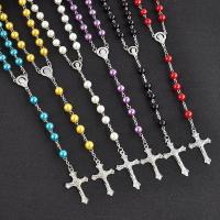 Rosary Necklace, Tibetan Style, with Plastic Pearl, fashion jewelry & for woman, more colors for choice, nickel, lead & cadmium free, Length:Approx 27.56 Inch, Sold By PC