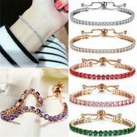 Rhinestone Bracelet, Tibetan Style, plated, fashion jewelry & for woman & with rhinestone, more colors for choice, nickel, lead & cadmium free, Length:Approx 9.84 Inch, Sold By PC