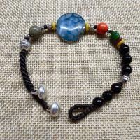 Fashion Create Wax Cord Bracelets, Natural Stone, with Tibetan Style bead & Wax Cord & Agate, handmade, vintage & fashion jewelry & for woman, Length:Approx 7.28 Inch, Sold By PC