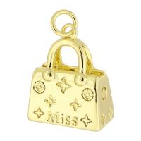 Brass Jewelry Pendants, Handbag, gold color plated, fashion jewelry & DIY & for woman, golden, 15x18x7mm, Hole:Approx 3mm, 10PCs/Lot, Sold By Lot