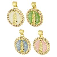 Cubic Zirconia Micro Pave Brass Pendant, Round, gold color plated, fashion jewelry & DIY & micro pave cubic zirconia & for woman & enamel, more colors for choice, 18x21x3mm, Hole:Approx 3mm, 10PCs/Lot, Sold By Lot