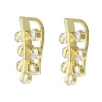 Cubic Zirconia Micro Pave Brass Earring, gold color plated, fashion jewelry & micro pave cubic zirconia & for woman, golden, 9x18x10mm, 10Pairs/Lot, Sold By Lot