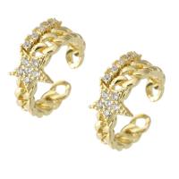 Brass Earring Clip gold color plated fashion jewelry & micro pave cubic zirconia & for woman golden Sold By Lot