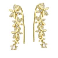Brass Earring Wrap gold color plated fashion jewelry & micro pave cubic zirconia & for woman golden Sold By Lot