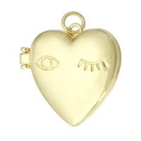Pendentif médaillon en laiton, coeur, Placage de couleur d'or, bijoux de mode & pour femme, doré, 22x21x6mm, Trou:Environ 3mm, 10PC/lot, Vendu par lot
