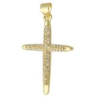Cubic Zirconia Micro Pave Brass Pendant Cross gold color plated fashion jewelry & micro pave cubic zirconia & for woman golden Approx 3.5mm Sold By Lot