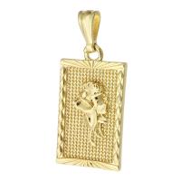 Bijoux pendentifs en laiton, rectangle, Placage de couleur d'or, bijoux de mode & pour femme, doré, 17x29x2.50mm, Trou:Environ 3mm, 10PC/lot, Vendu par lot