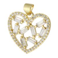 Cubic Zirconia Micro Pave Brass Pendant Heart gold color plated fashion jewelry & micro pave cubic zirconia & for woman golden Approx 3mm Sold By Lot