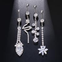 aleación de zinc anillo de vientre, chapado, Joyería & diferentes estilos para la opción & para mujer & con diamantes de imitación, plateado, 5.2-6.4cm, Vendido por UD