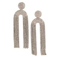 Fashion Fringe Earrings, Tibetan Style, plated, fashion jewelry & for woman & with rhinestone, more colors for choice, 105mm, Sold By Pair
