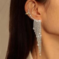 Fashion Fringe Earrings Zinc Alloy irregular plated fashion jewelry & for woman & with rhinestone 135mm Sold By Pair