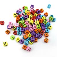 Alphabet Acryl Perlen, Quadrat, DIY, keine, 6mm, ca. 100PCs/Tasche, verkauft von Tasche