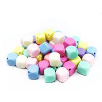 Solid Color Akril gyöngyök, Négyzet, DIY, kevert színek, 15mm, Kb 100PC-k/Bag, Által értékesített Bag