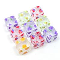 Acrylic Jewelry Beads, Square, printing, DIY & different designs for choice, more colors for choice, 15x15x15mm, Approx 100PCs/Bag, Sold By Bag