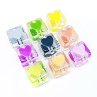 Acrylic Jewelry Beads, Square, DIY & enamel, mixed colors, 13x13x13mm, Approx 100PCs/Bag, Sold By Bag