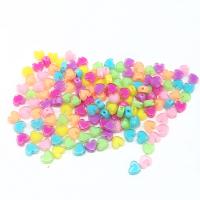 Perla u Bead Akril perle, Srce, možete DIY, više boja za izbor, 4x7mm, Približno 100računala/Torba, Prodano By Torba