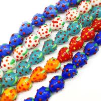 Mundgeblasene Lampwork Perlen, Erdbeere, DIY, keine, 13x15mm, ca. 100PCs/Tasche, verkauft von Tasche