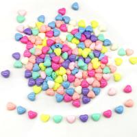 Solid Color Akril gyöngyök, Szív, DIY, kevert színek, 7mm, Kb 100PC-k/Bag, Által értékesített Bag