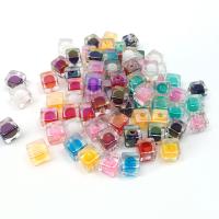 Bead in Bead Acrylic Beads, Square, DIY & enamel & half-drilled, more colors for choice, 12mm, Approx 100PCs/Bag, Sold By Bag