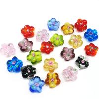 Silver Foil Lampwork Beads with Silver Foil Flower DIY & enamel 15mm Approx Sold By Bag