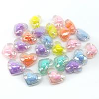Bead i Bead Akryl perler, Heart, du kan DIY, blandede farver, 17x15x10mm, Ca. 20pc'er/Bag, Solgt af Bag