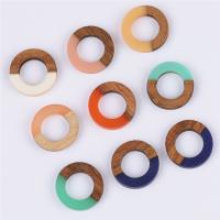 Wood Pendants, with Resin, Donut, epoxy gel, Unisex & hollow, more colors for choice, 18x18mm, Approx 10PCs/Bag, Sold By Bag