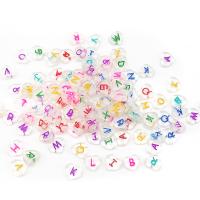 Alphabet Acrylic Beads, Heart, DIY & enamel, mixed colors, 11x11mm, Approx 50PCs/Bag, Sold By Bag
