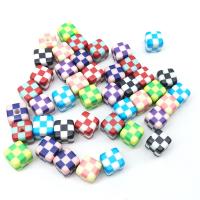 Spray Painted Acrylic Beads Square printing DIY & gingham mixed colors Approx Sold By Bag