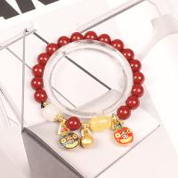 Fashion Bracelet & Bangle Jewelry, Cinnabar, with Brass, gold color plated, Unisex & different size for choice & enamel, red, Length:7.1 Inch, Sold By PC