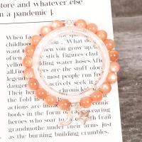 Gemstone Bracelets, Sunstone, with Brass, Moon and Star, silver color plated, Unisex, orange, 8mm, Length:7.1 Inch, Sold By PC
