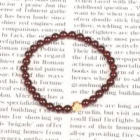 Natural Garnet Bracelet, with Brass, Round, gold color plated, fashion jewelry & for woman, red, 5mm, Length:7.1 Inch, Sold By PC