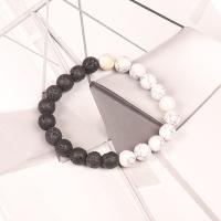 Gemstone Bracelets Lava with Howlite Round elastic & for woman mixed colors 8mm Length 7.1 Inch Sold By PC