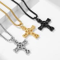 Titanstahl Halskette, Kreuz, poliert, Modeschmuck & unisex & verschiedene Stile für Wahl, keine, 3mm,25*30mm, Länge:ca. 23.62 ZollInch, verkauft von PC