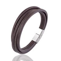 PU Leather Cord Bracelets, with 316L Stainless Steel, multilayer & different length for choice & for man, more colors for choice, Sold By PC