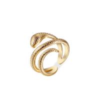 Brass δάχτυλο του δακτυλίου, Ορείχαλκος, Φίδι, χρώμα επίχρυσο, κοσμήματα μόδας & για άνδρες και γυναίκες, χρυσαφένιος, νικέλιο, μόλυβδο και κάδμιο ελεύθεροι, 17mm, Sold Με PC
