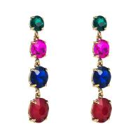 Rhinestone Earring Zinc Alloy with Glass Rhinestone fashion jewelry & for woman multi-colored nickel lead & cadmium free Sold By Pair